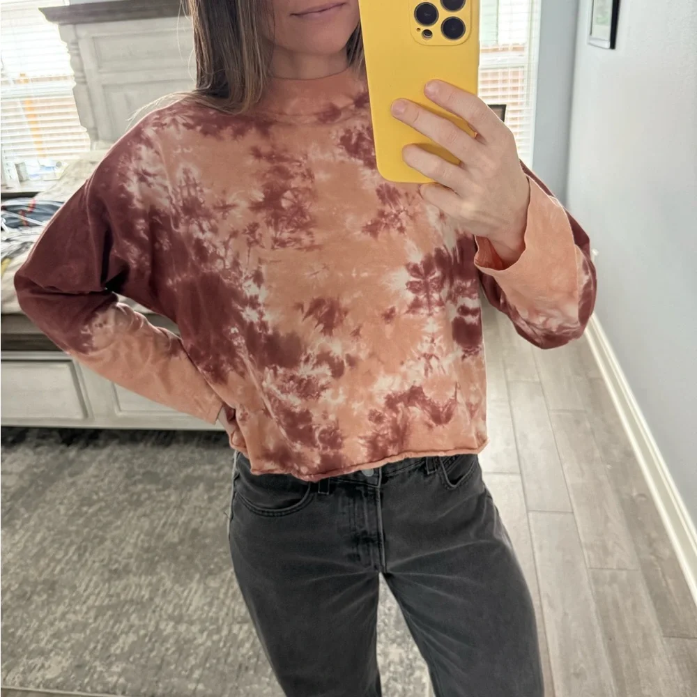 We The Free Orange and Brown Tie-Dye Long Sleeve Top - Picture 3 of 7